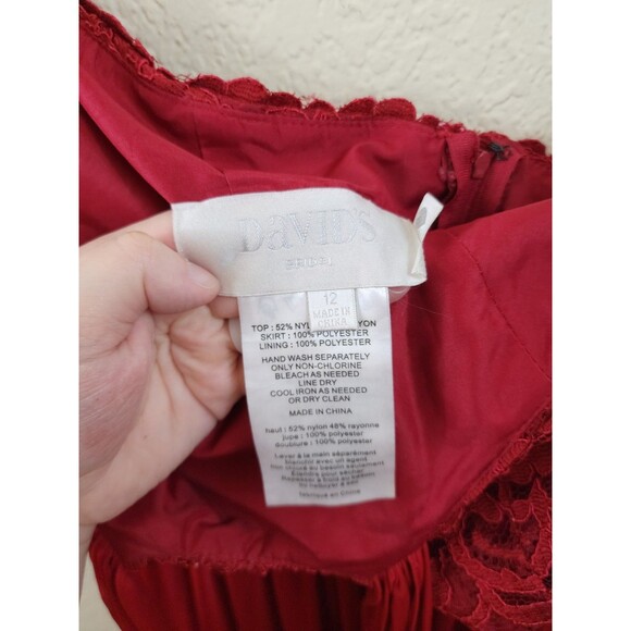 David's Bridal Womens 12 Apple Red Bridesmaid Prom Short Halter Tie Back Dress - Picture 6 of 8